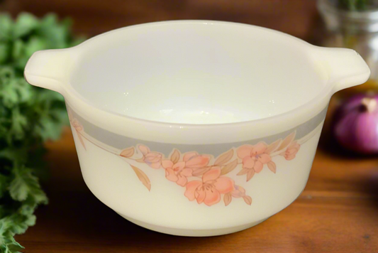 Indopal Salmon Pink Floral Casserole Dish Onion Soup Bowl