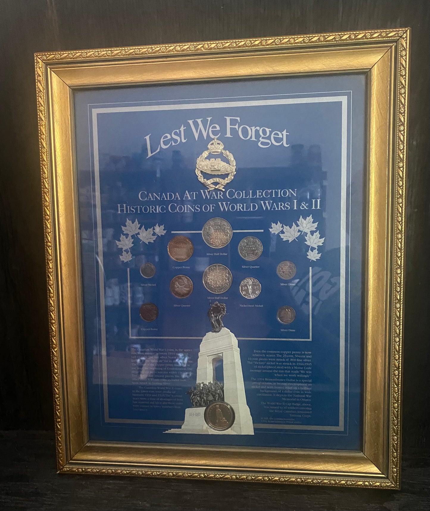 Lest We Forget Canada at War World War Coin Collection Framed Matted