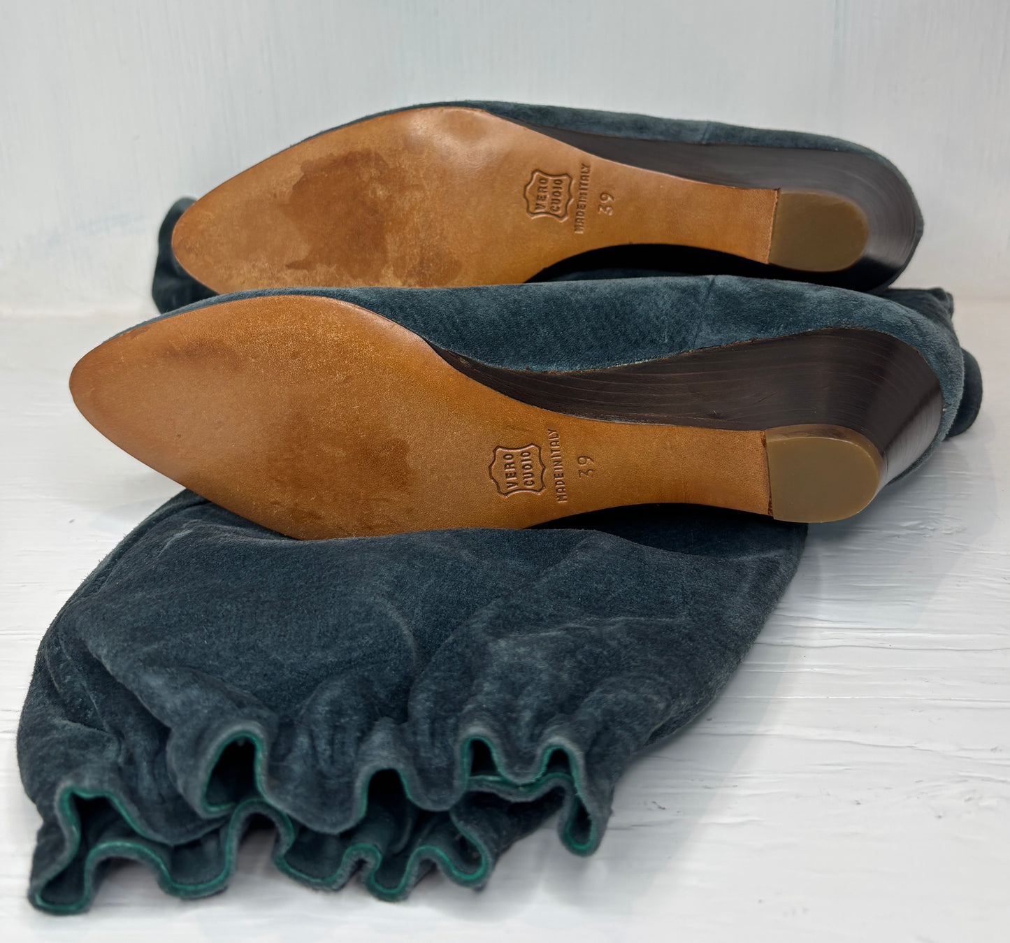 Veto Cuoio Italy Green Suede Women’s Knee High Boots 39 US8.5