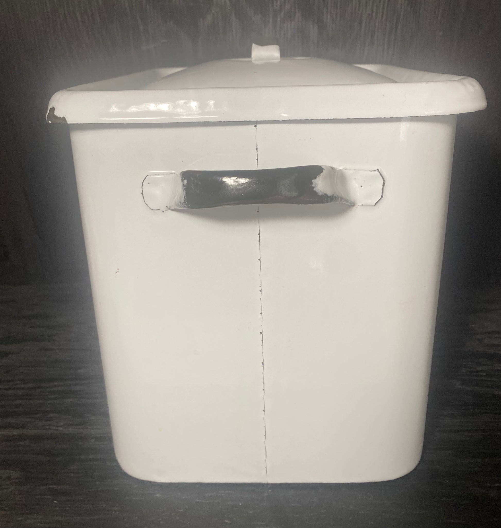 Vintage White Enamel Bread Box