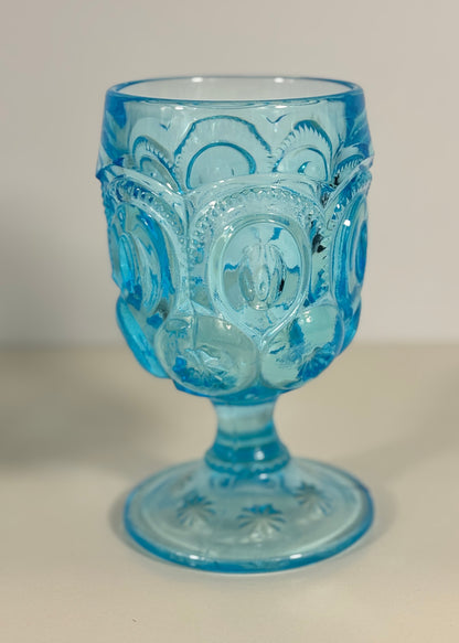 L.E. Smith Moon and Star Light Blue Goblet