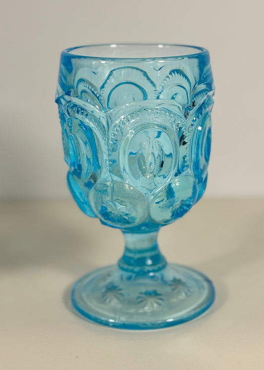 L.E. Smith Moon and Star Light Blue Goblet