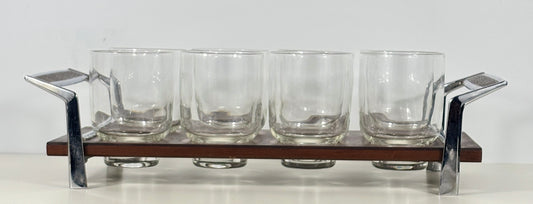 Vintage Eva Zeisel Teak Barware Glasses Set