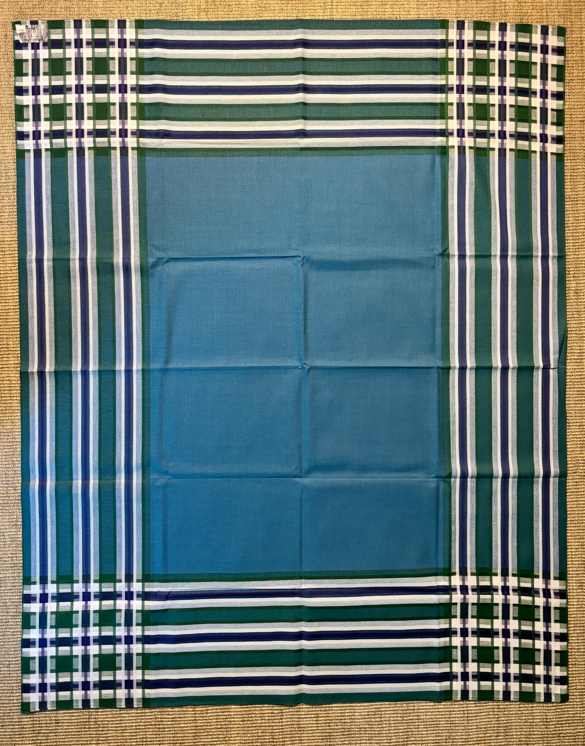 Finlayson Finland Checkered Striped Blue Retro Tablecloth