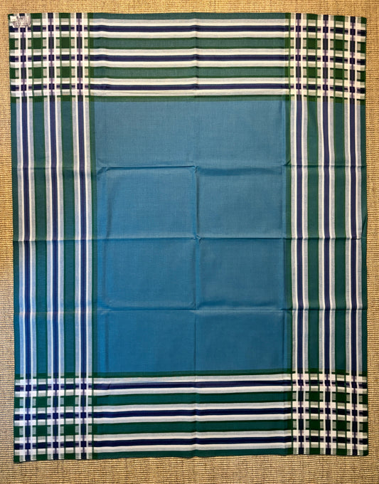 Finlayson Finland Checkered Striped Blue Retro Tablecloth