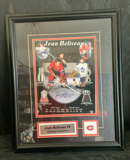 Signed Framed Jean Beliveau Montreal Canadiens Photo