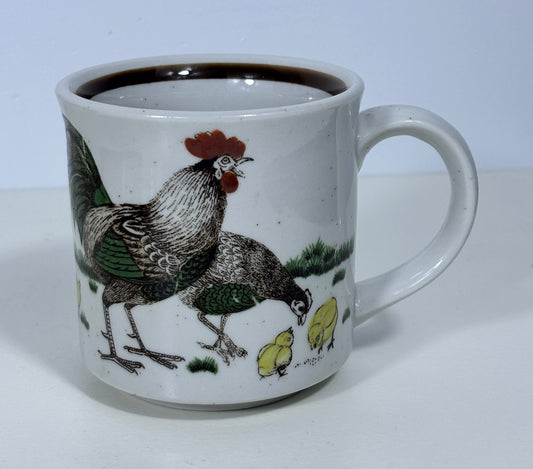 N.C. Cameron and Sons Rooster Hen and Chicks Mug