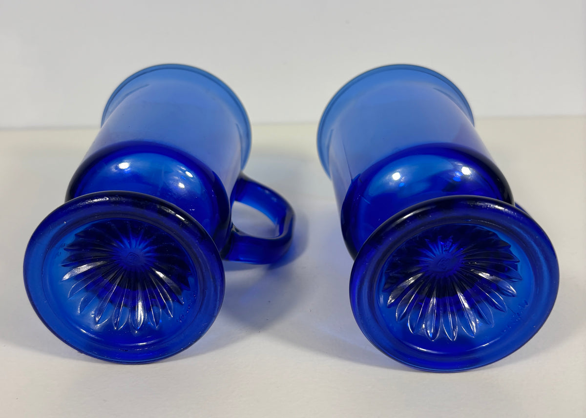Anchor Hocking Cobalt Blue Footed Mug Set