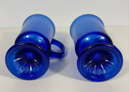Anchor Hocking Cobalt Blue Footed Mug Set