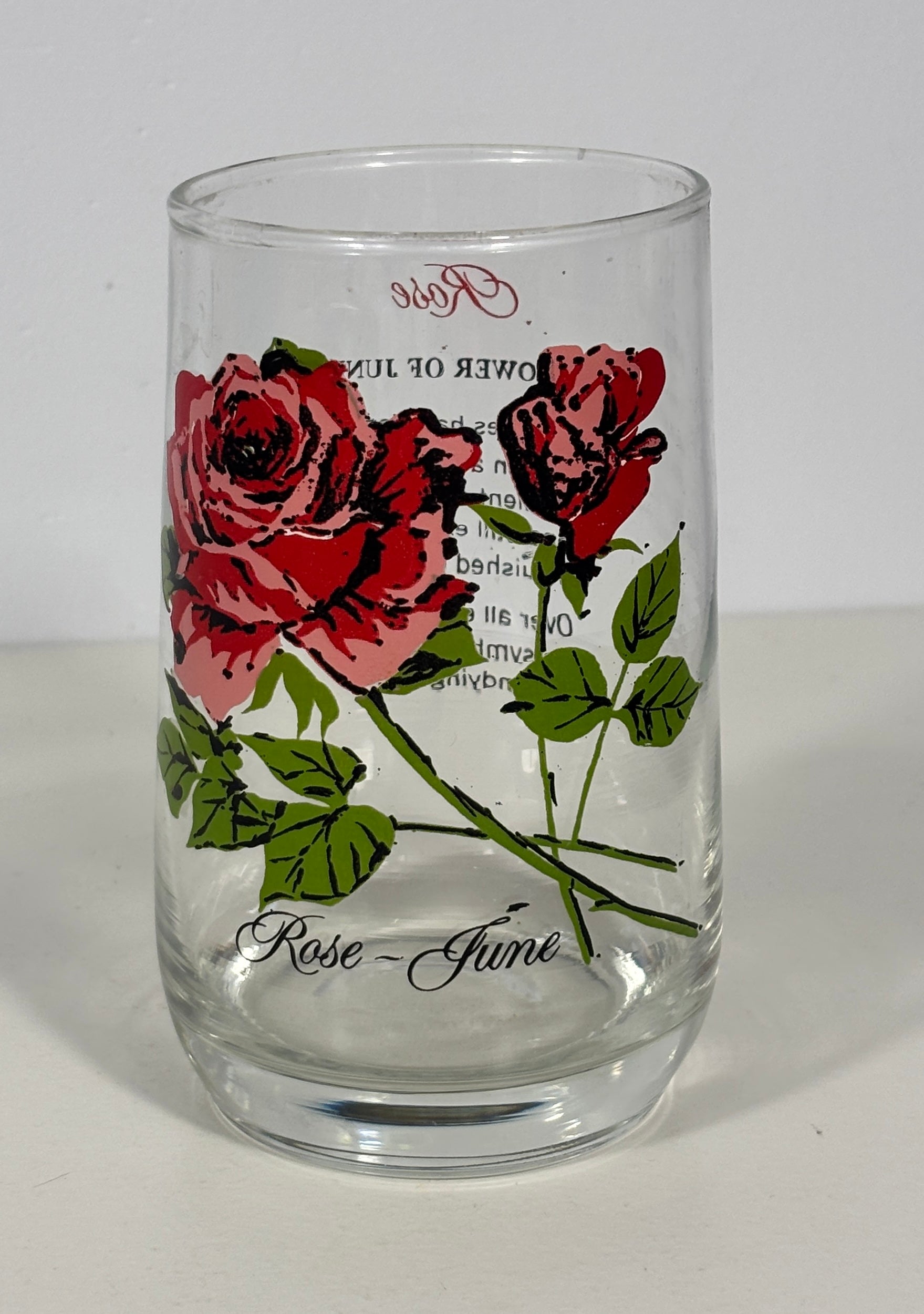 Dominion Glass June Rose Flower of the Month Glass Tumbler