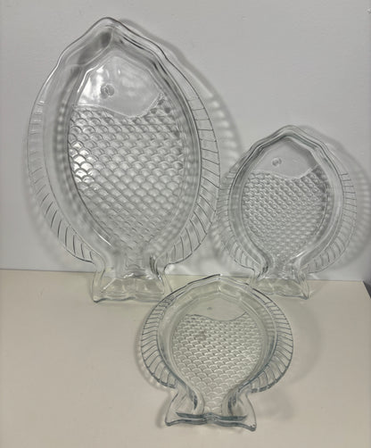 MamboCat Oslo Clear Glass Fish Serving Plate Set