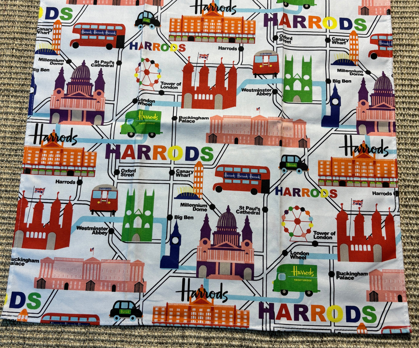 Harrods Map of London Landmarks Tea Towel