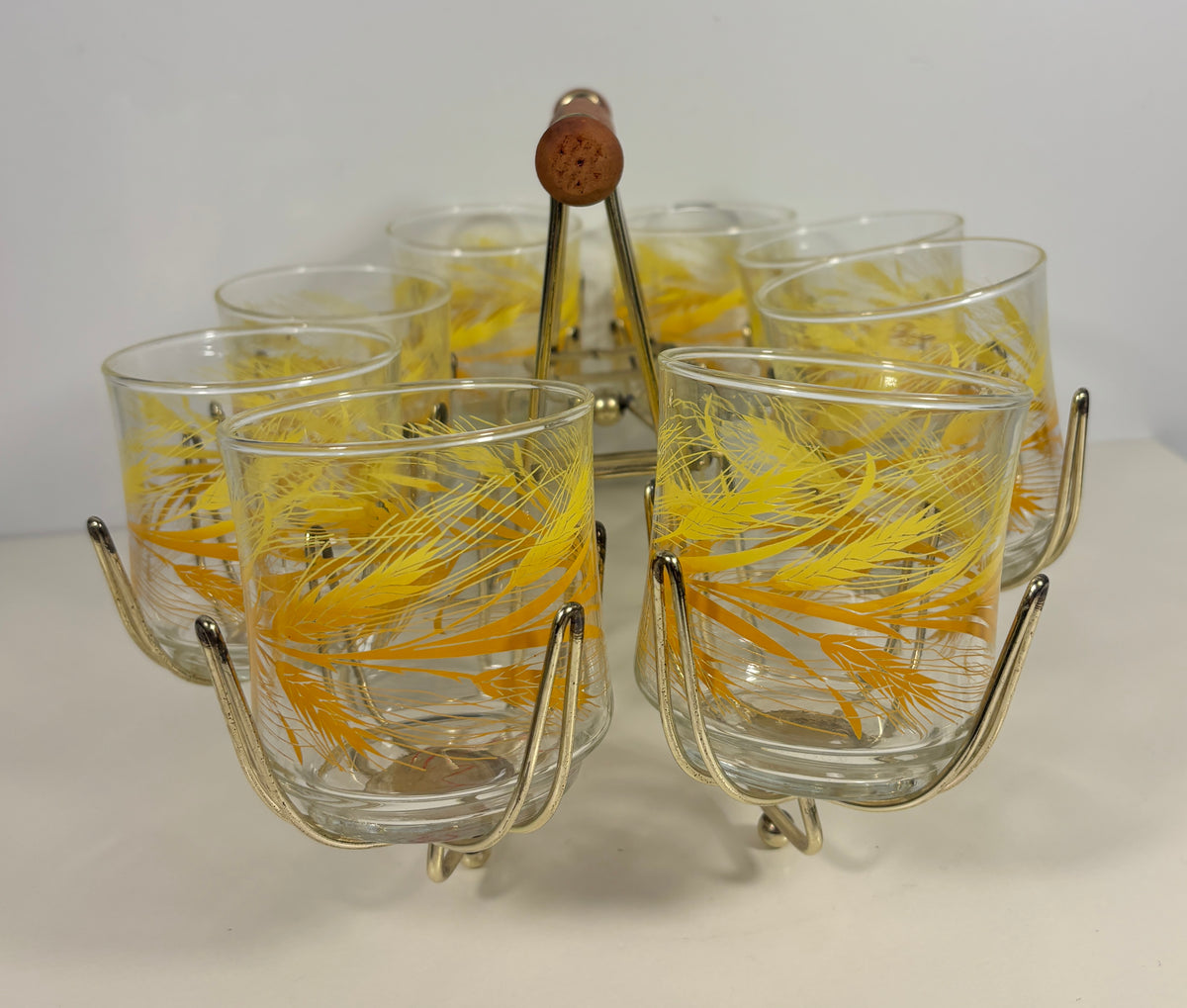 Libbey Golden Wheat Small Tumbler Glass Set with Carrier