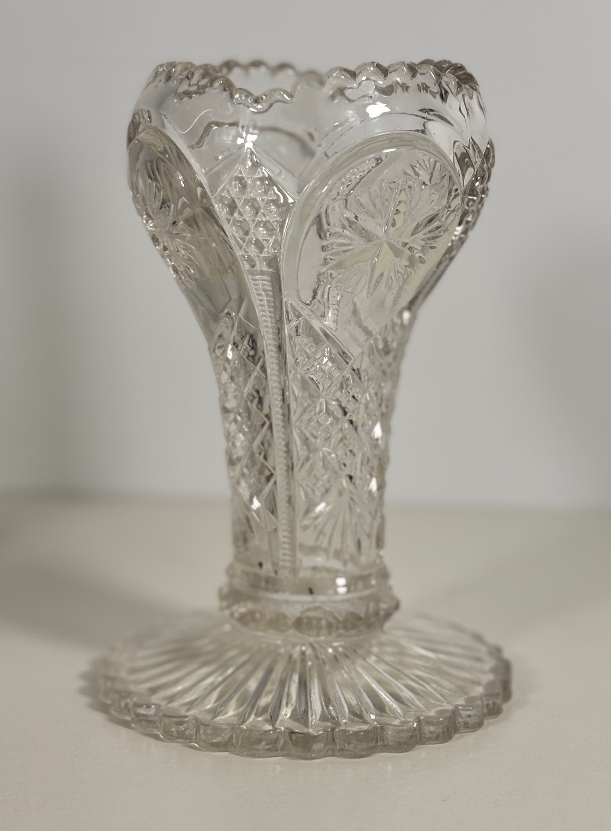 Indiana Glass Nutcut Glass Trumpet Vase