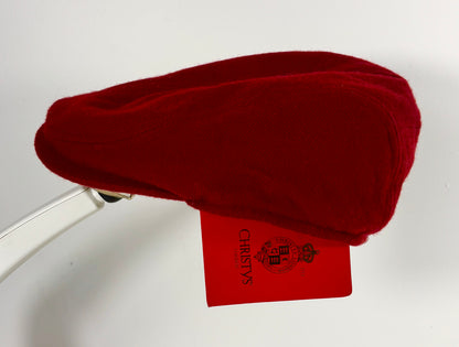 Christys London Red Wool Flat Cap