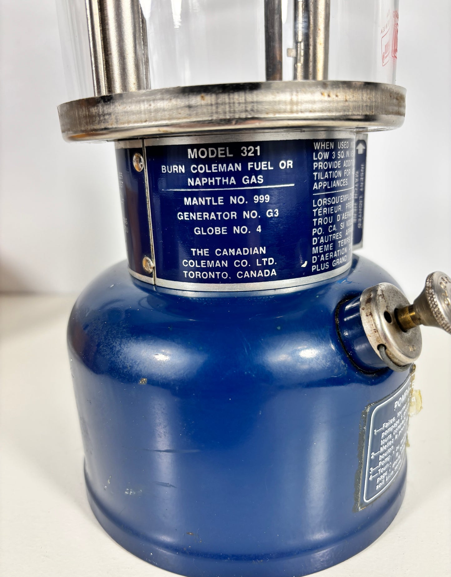 Blue Coleman Model 321 Camping Lantern