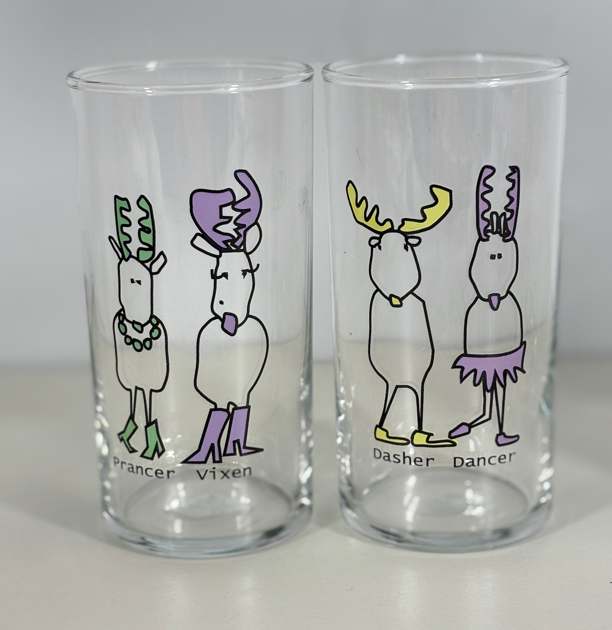 Pottery Barn Santa’s Reindeer Tumbler Drink Glass Set