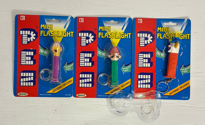 Vintage Pez Mini Flashlights New on Cards lot of 3