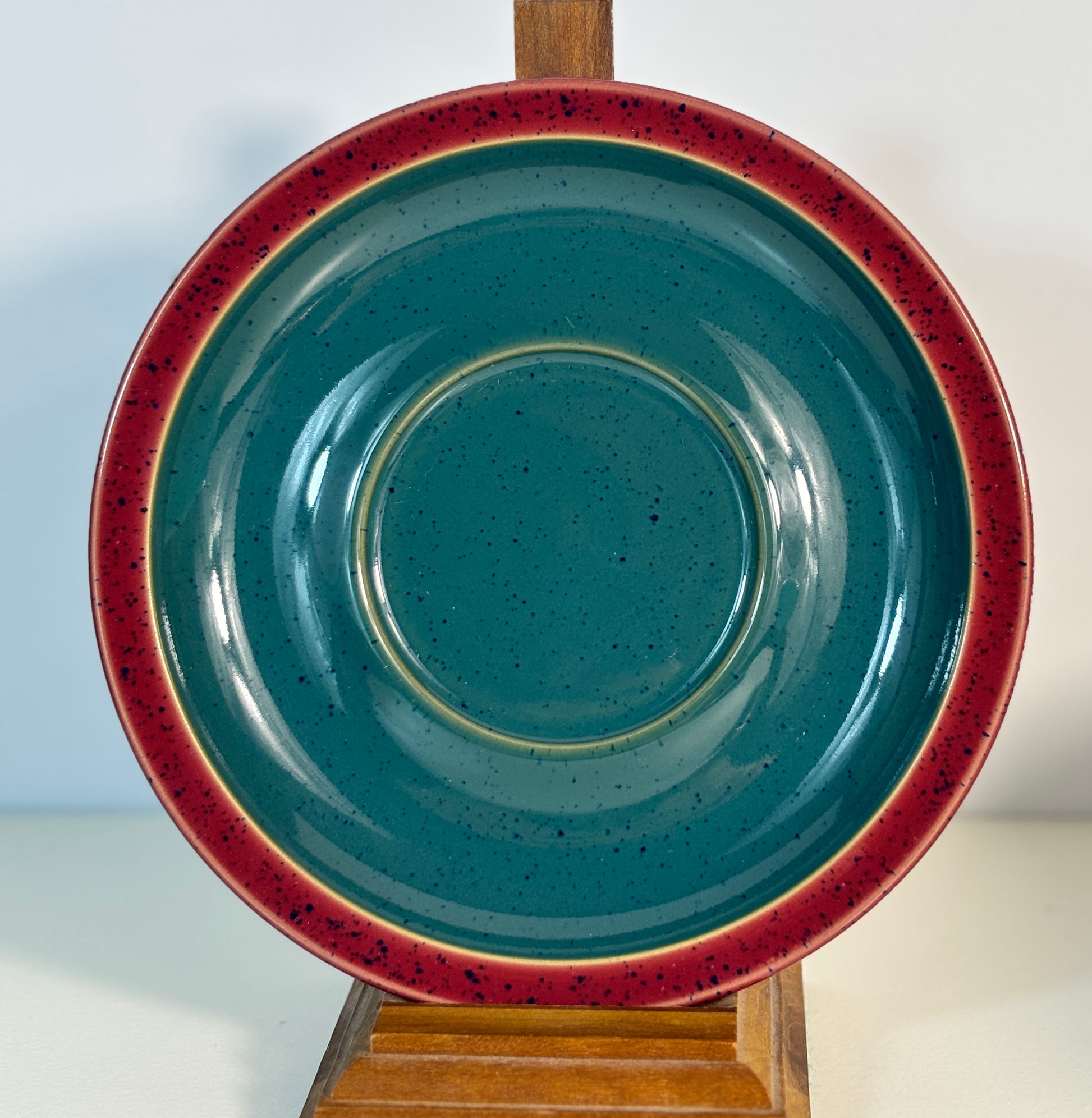 Denby Harlequin Green and Red Breakfast Cup Saucer