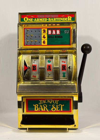 Vintage slot machine model 'One-Armed Bartender' on a white background