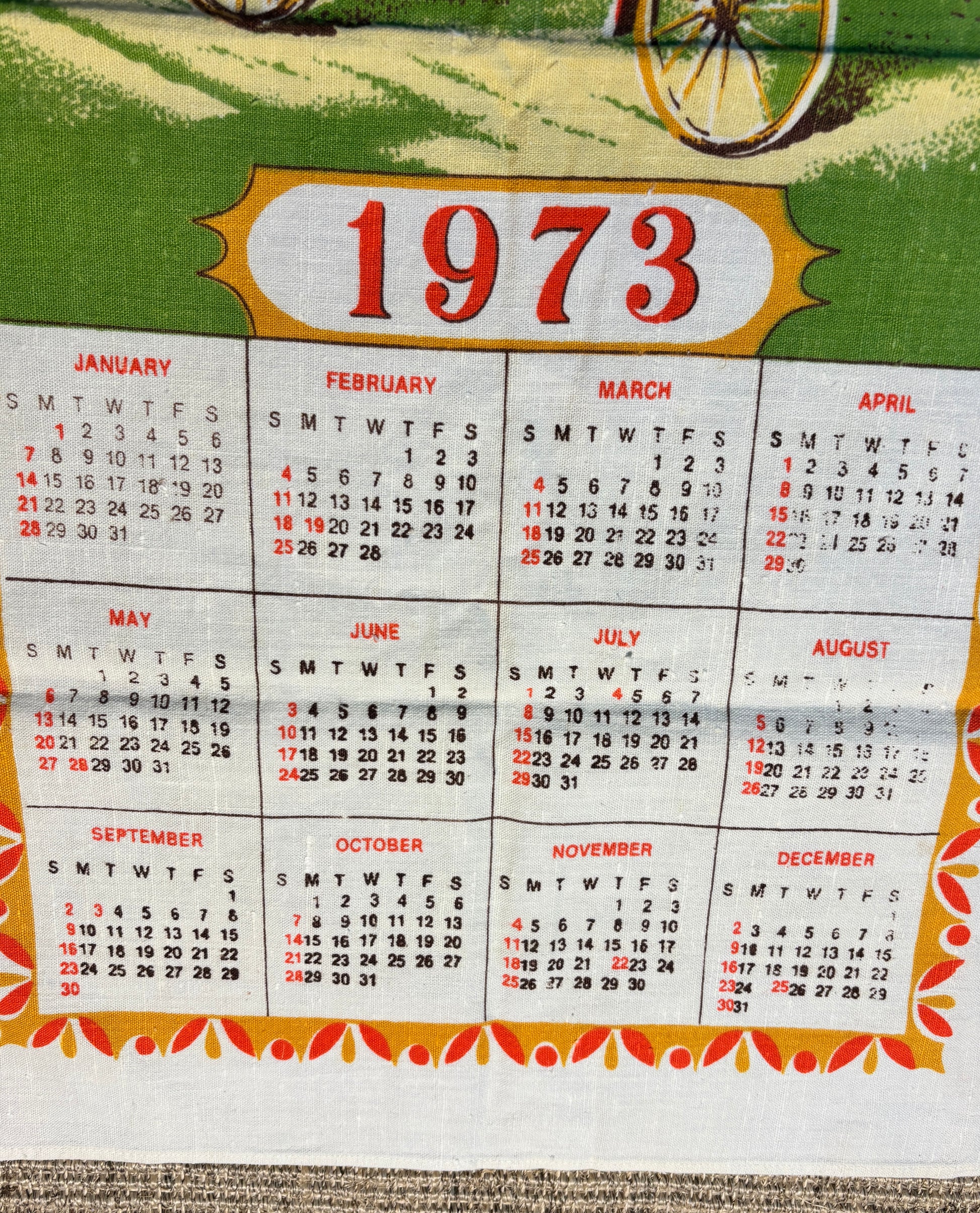 1973 Central Park in 1889 Calendar Cotton Tea Towel