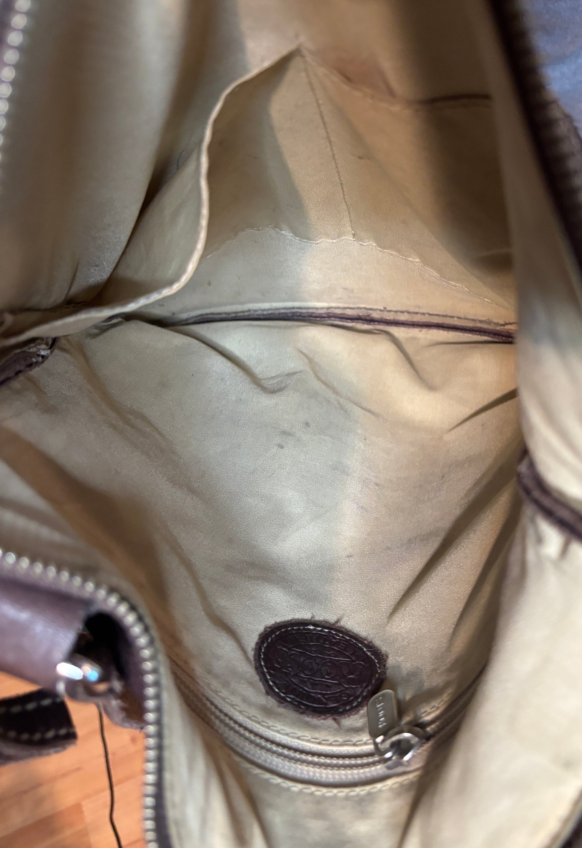 Roots Venetian Village Dark Brown Leather Crossbody Purse