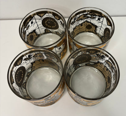 Cera Old World Map Rock Glasses set