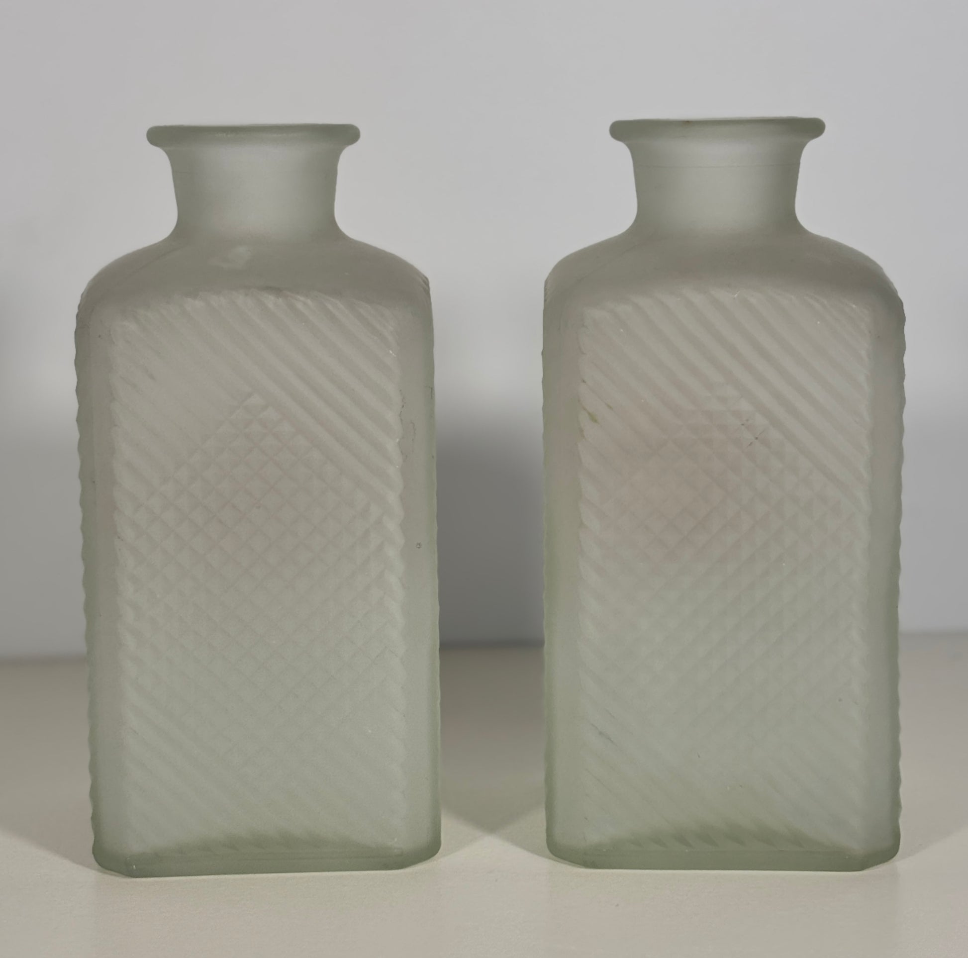 Gay Fad Studio Frosted Glass Scotch and Gin Decanters