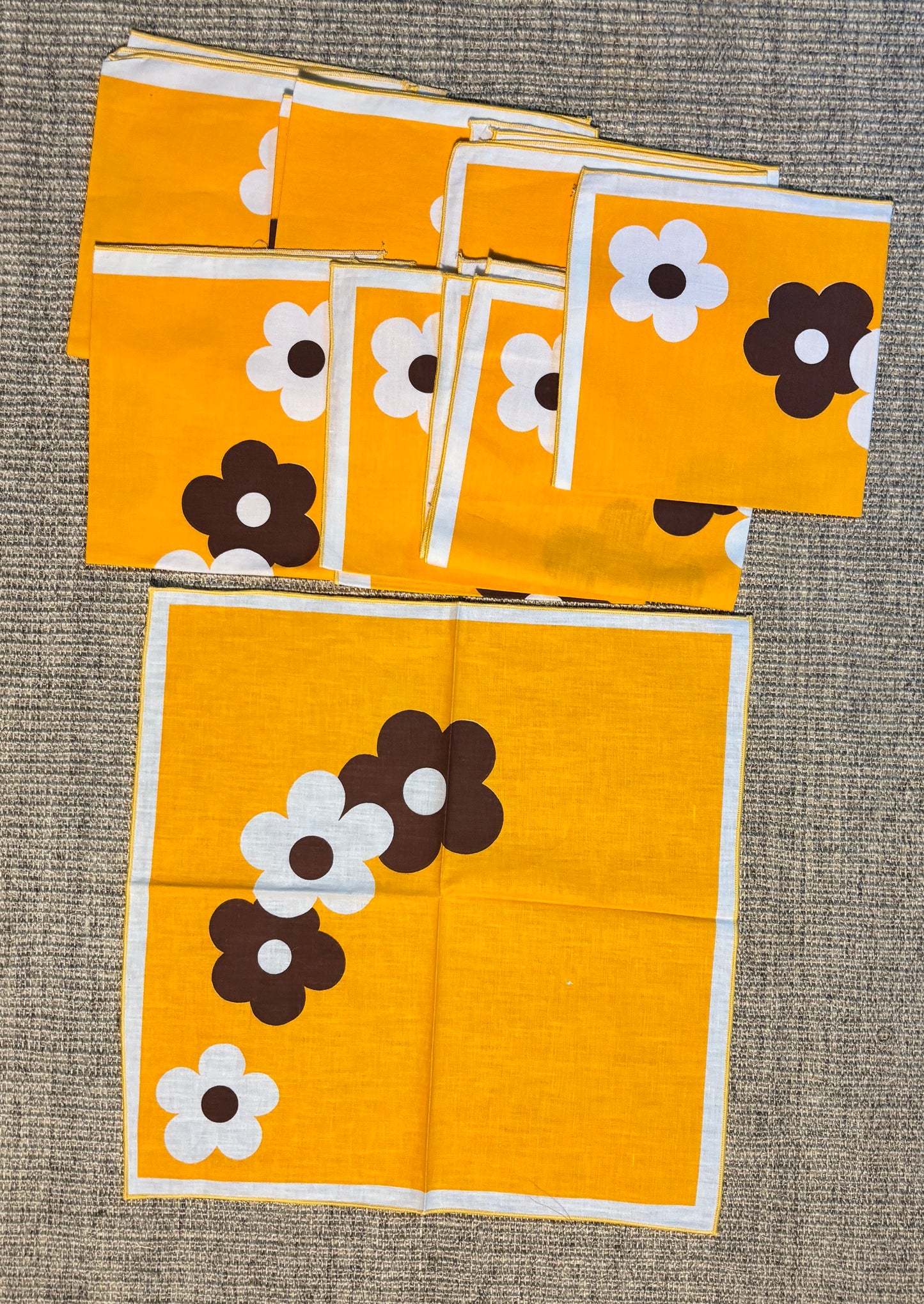 Retro Orange Flower Power Tablecloth and Napkin Set