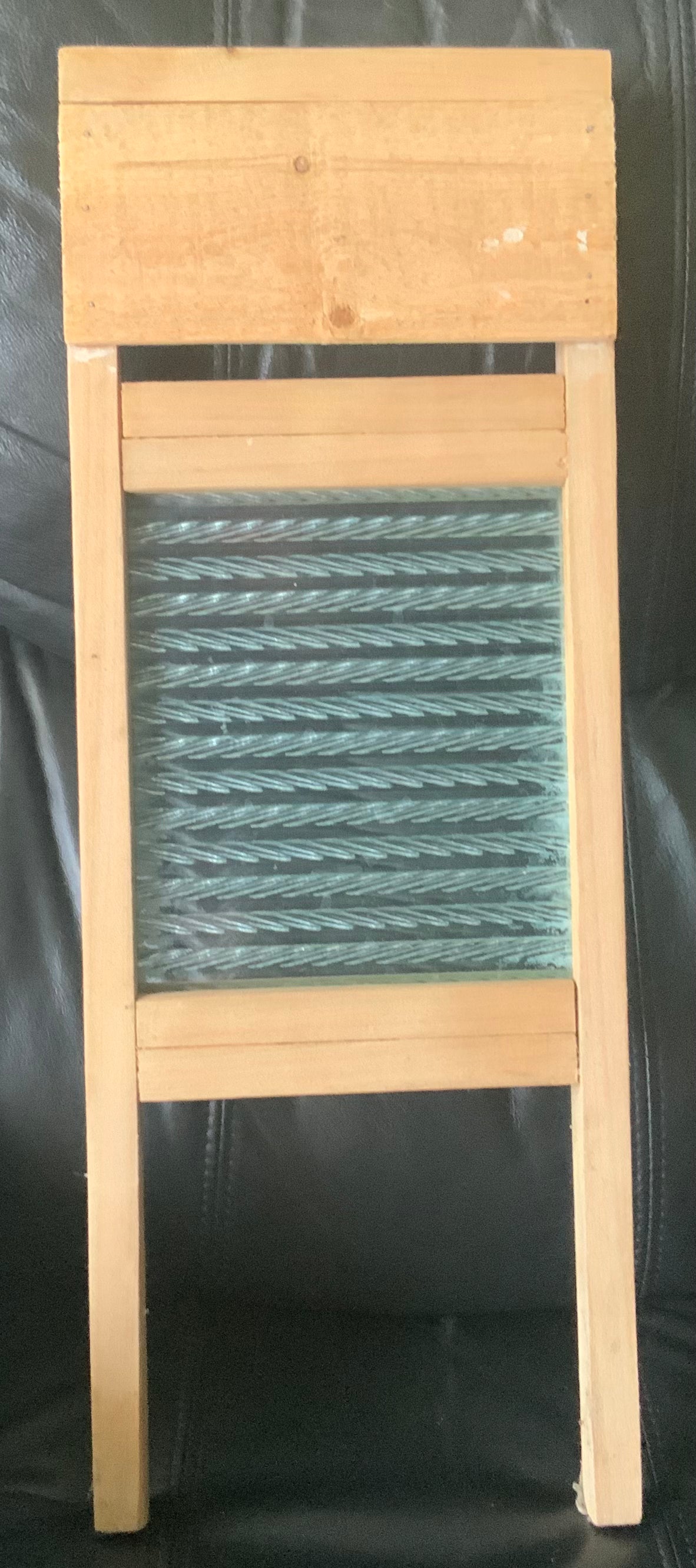 Vintage Glass and Wood Washboard