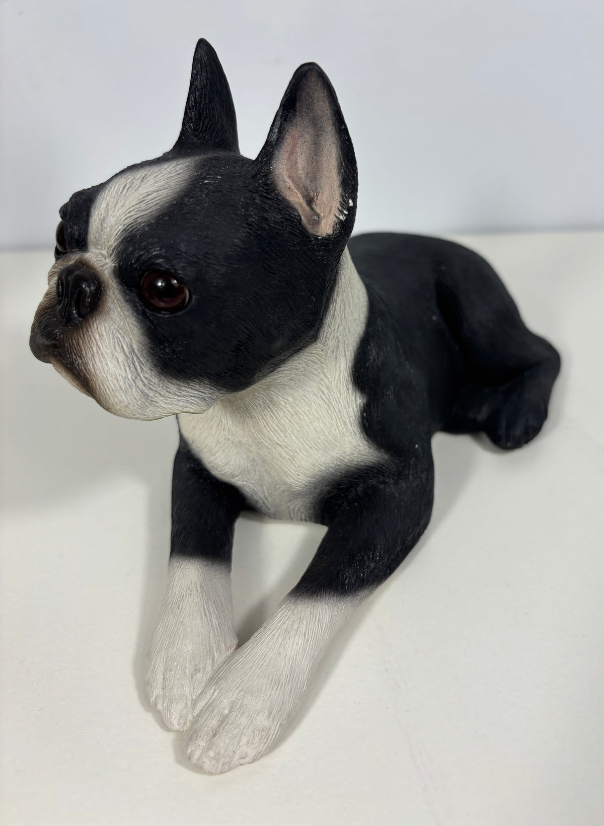 Sandicast Sandra Brue Lying Boston Terrier Figurine