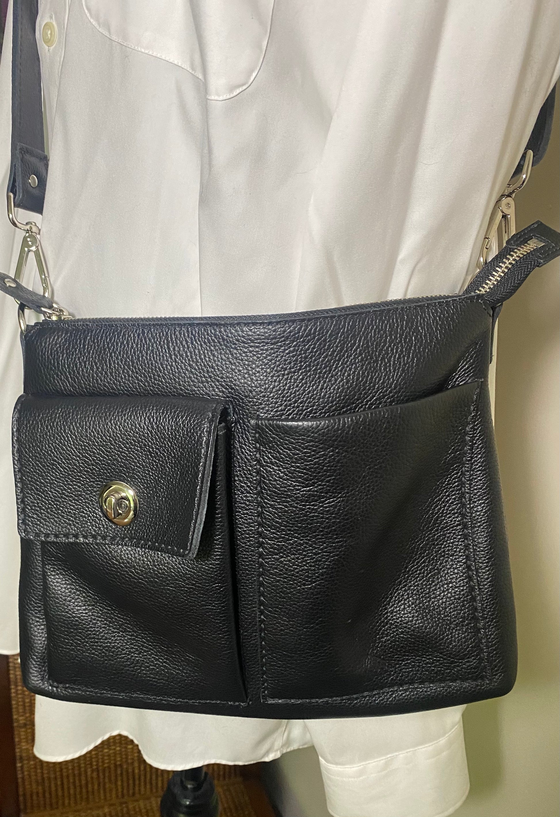 Roots Villager Black Leather Crossbody Purse HLJ at Home