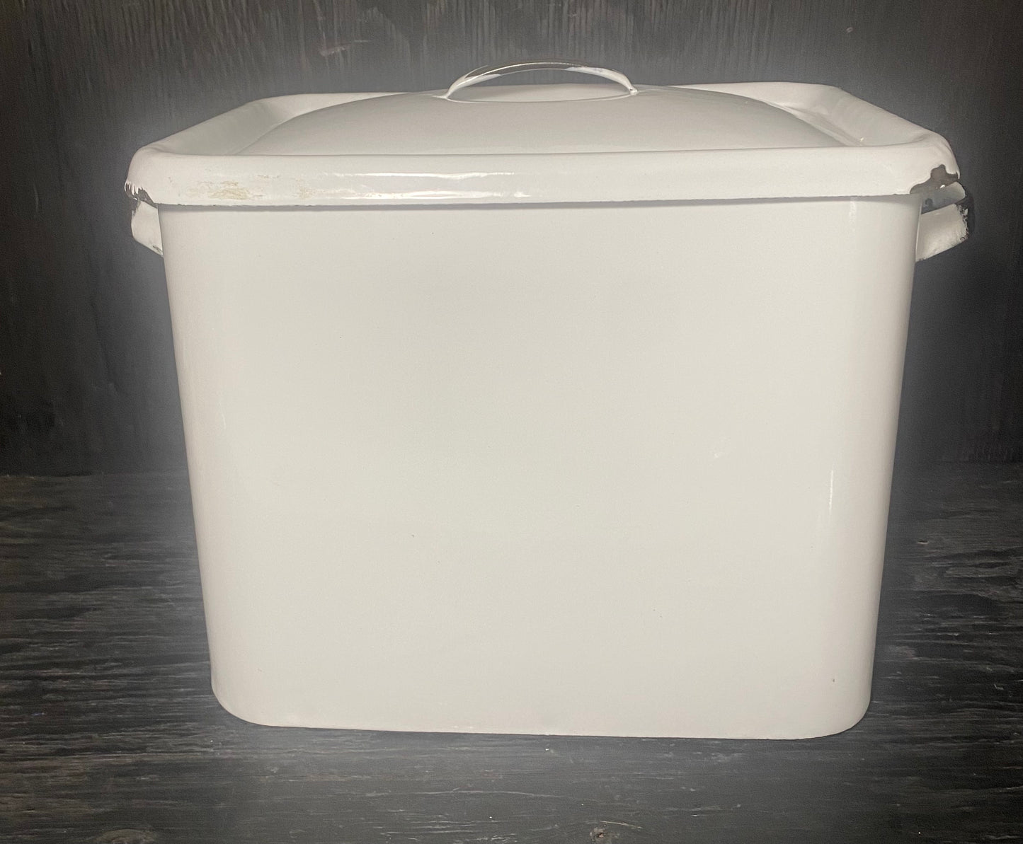 Vintage White Enamel Bread Box