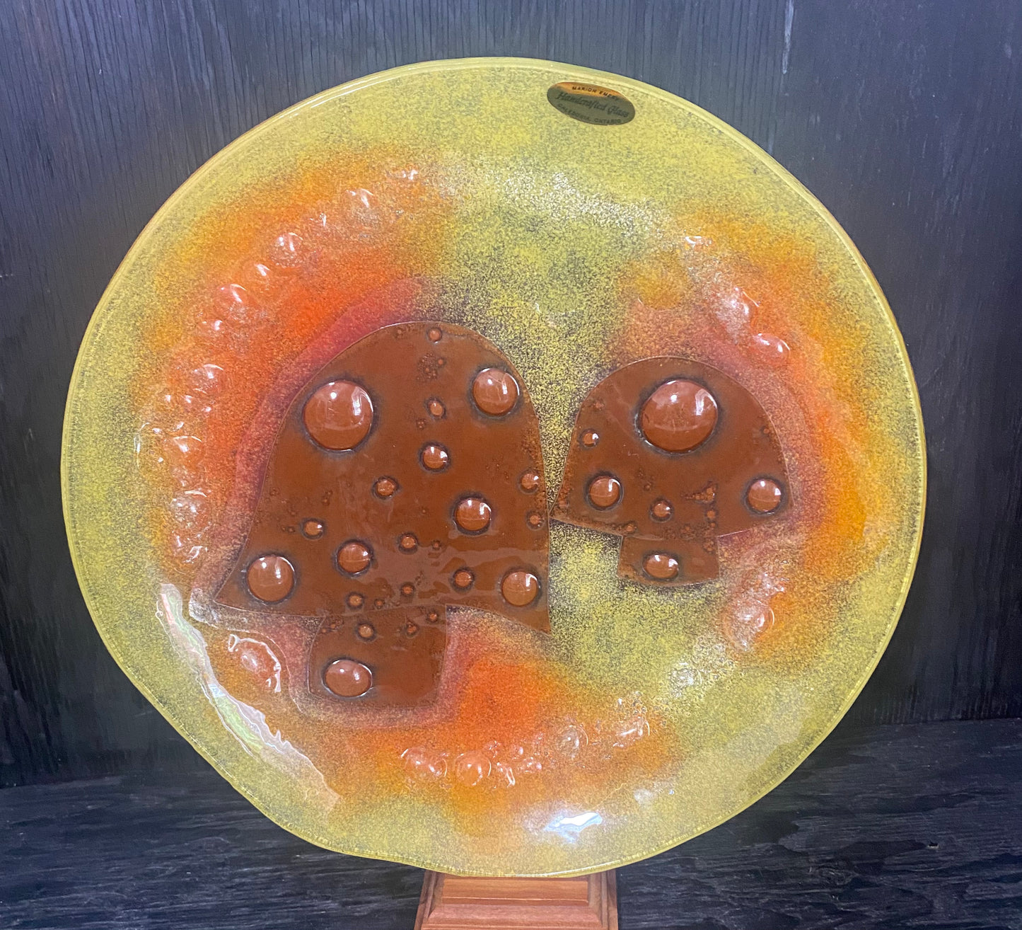 Marion Emery Large Mushroom Fused Glass Serving Plate