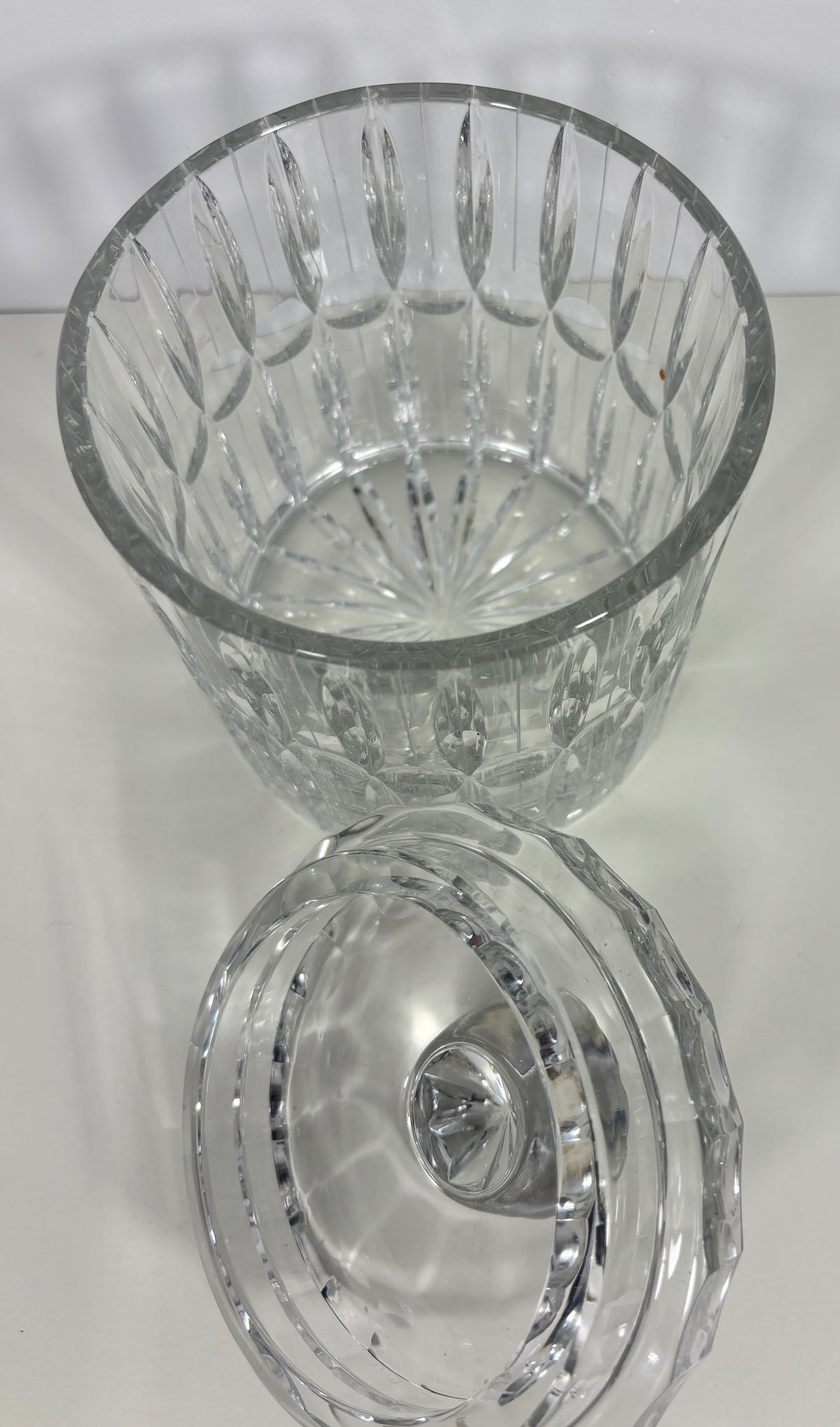 Hungarian Cylindrical Cut Vintage Crystal Cookie Jar