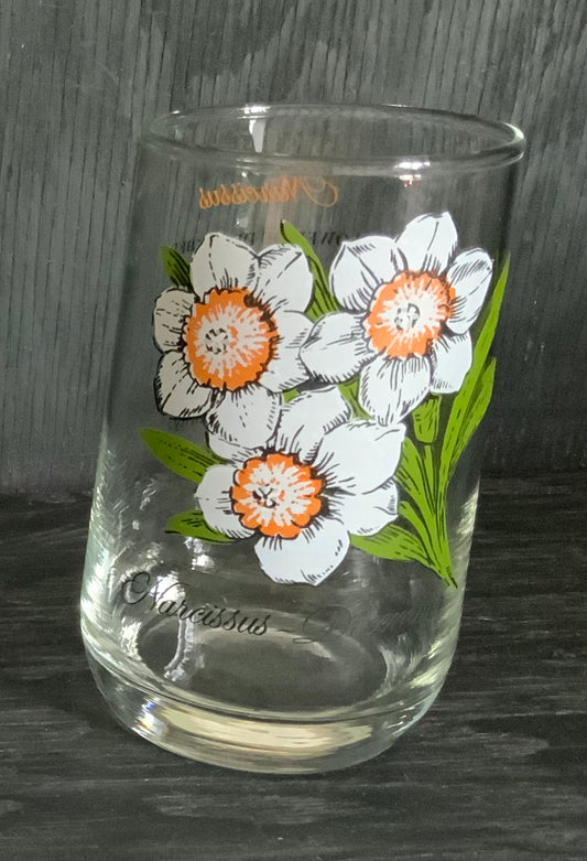 Dominion Glass December Narcissus Flower of the Month Drink Glass