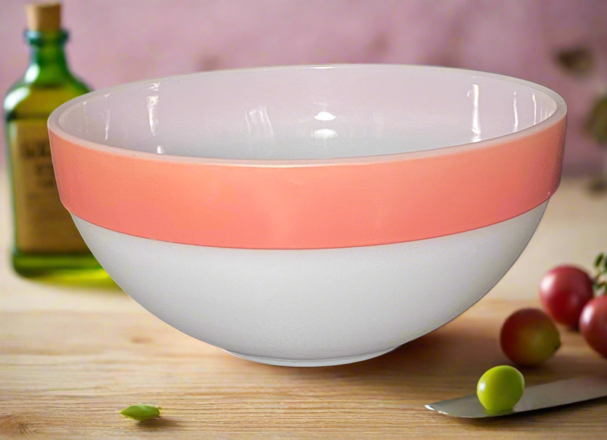 Fire King 9 Inch Pink Colonial Band Mixing Bowl