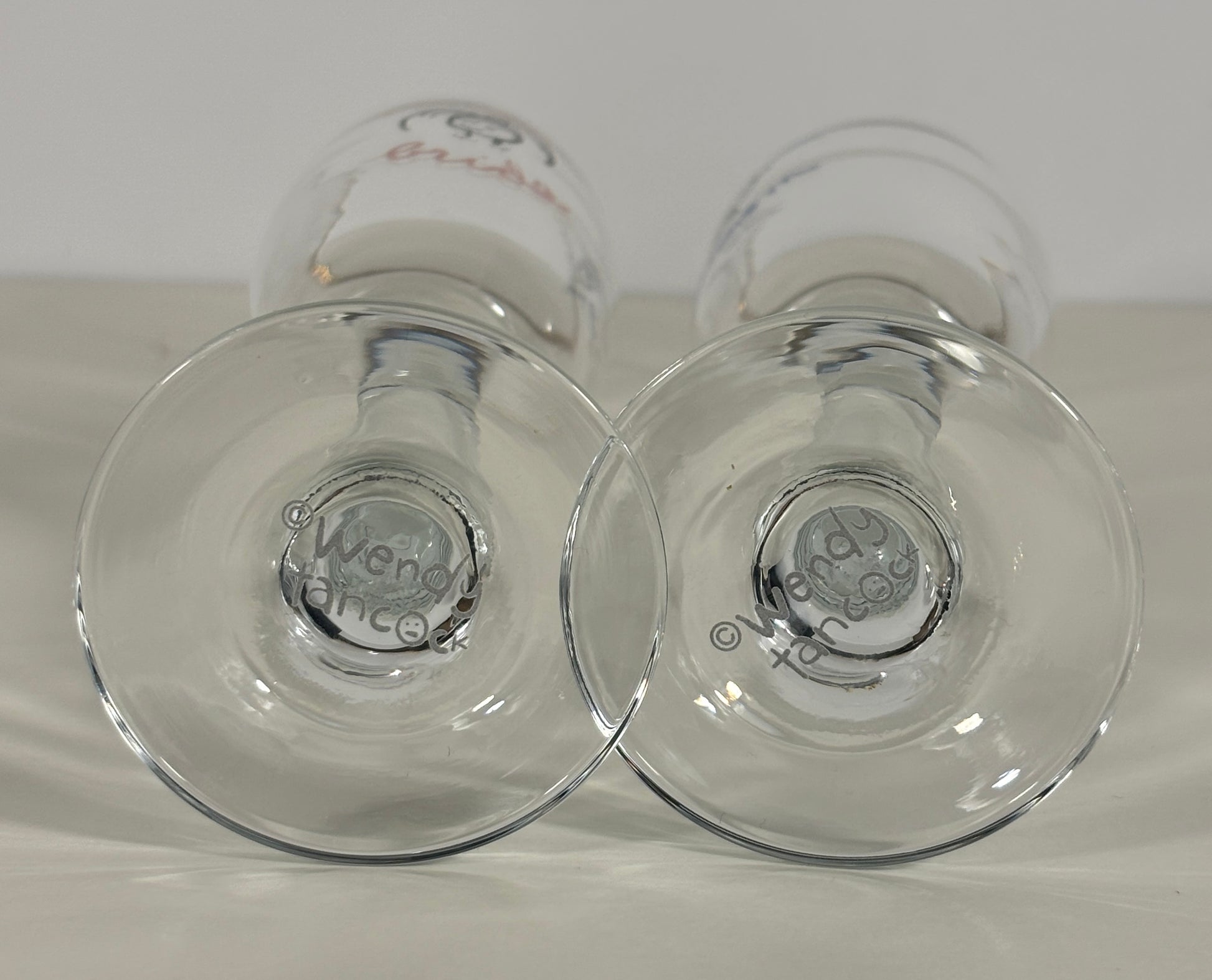 Wendy Tancock Beautiful Bride Groovy Groom Champagne Glass Set