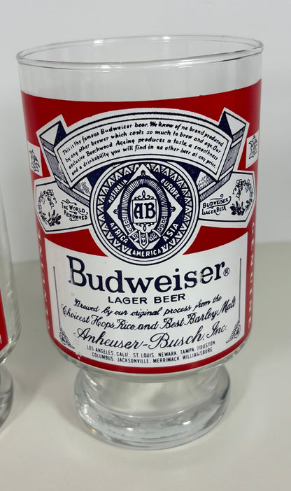 Vintage Budweiser Pedestal Beer Glass Set