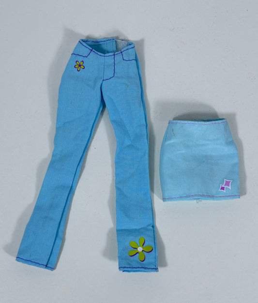 Vintage Barbie Blue Pants and Skirt
