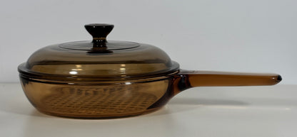 Corning Visions 7 Inch Amber Waffle Bottom Covered Skillet