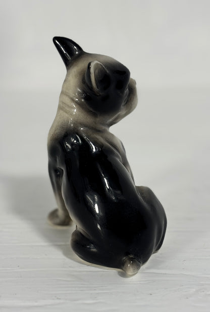 Vintage Ceramic Hand Painted Sitting French Bulldog Figurine