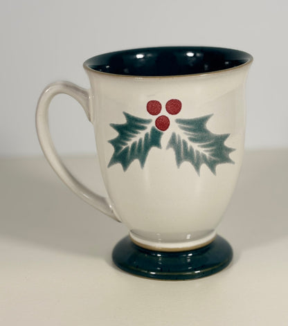 Denby Holly Green Christmas Footed Mug
