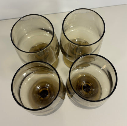 Set of 4 Libbey Tawny Accent Pedestal Glasses