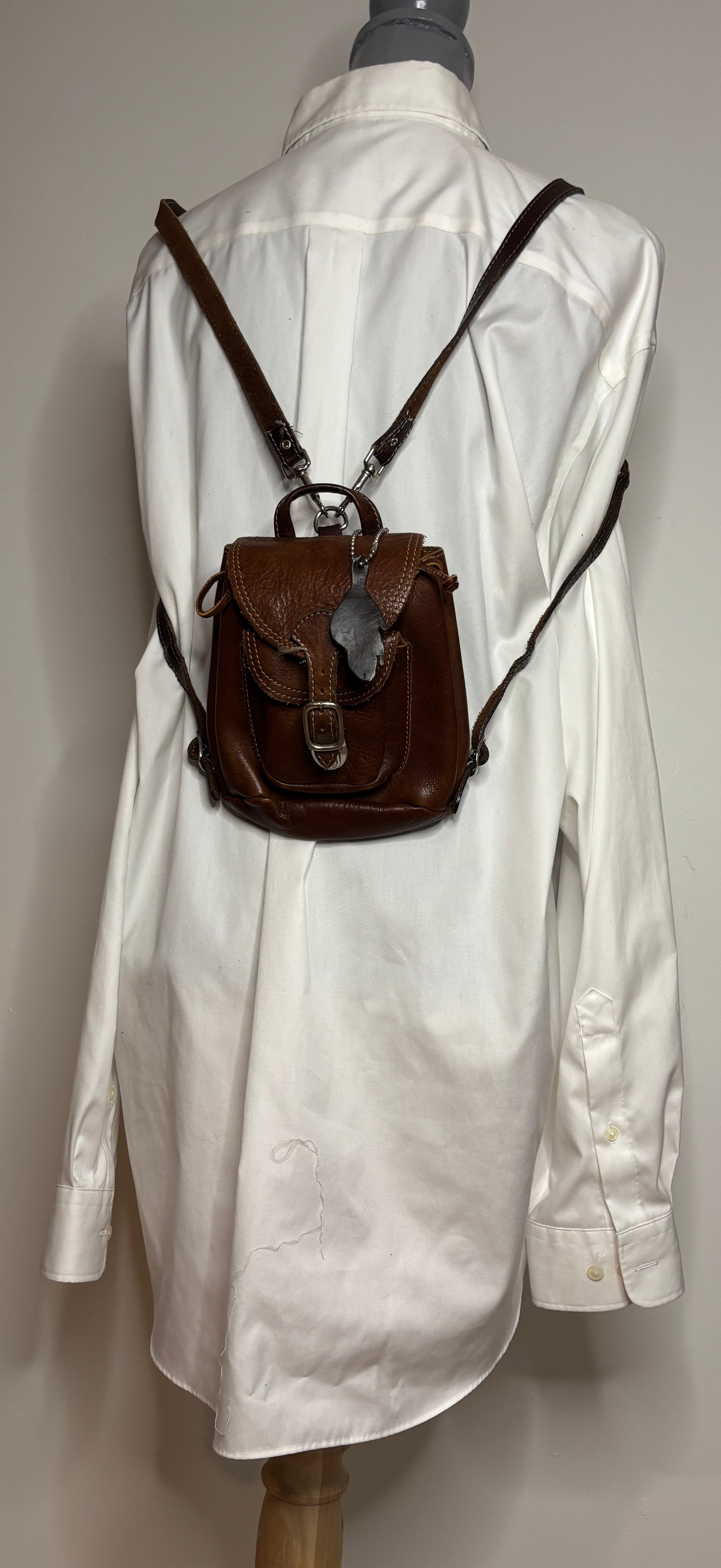 Roots Brown Leather Mini Backpack