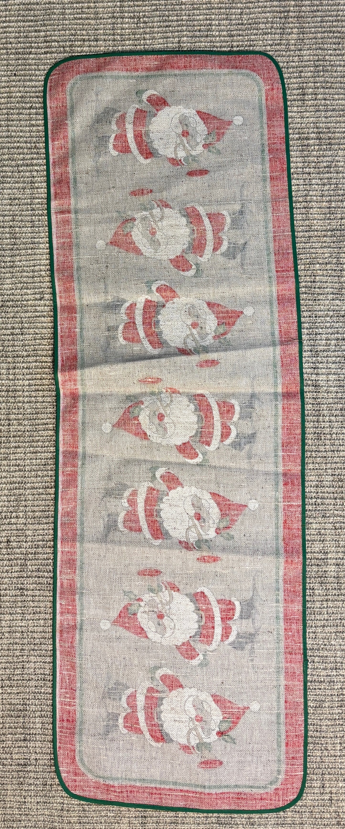 Scandinavian Burlap Christmas Santa Table Runner by Hildegard Olmås