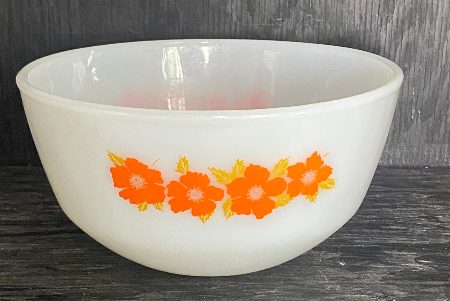 Federal Glass Orange Flower 7 Inch Mixing Bowl