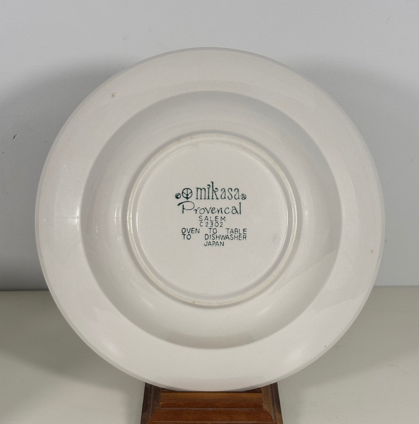 White ceramic plate with Mikasa Provençal branding on a white background