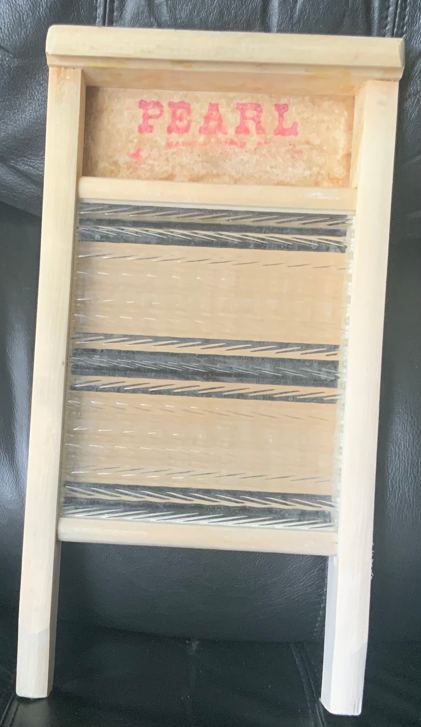 Vintage Pearl Wood and Glass Washboard