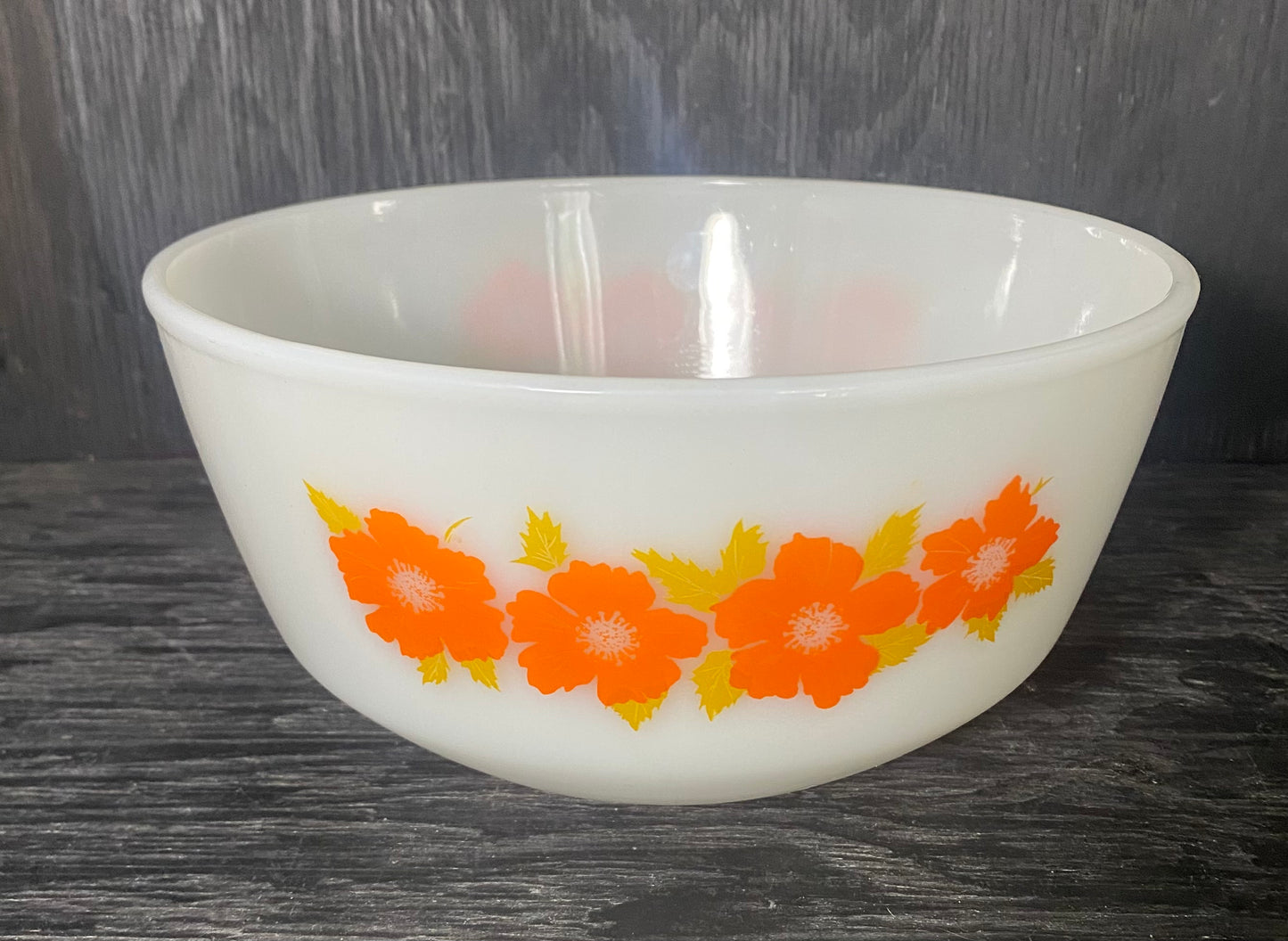 Federal Glass Orange Flower 8 Inch Mixing Bowl